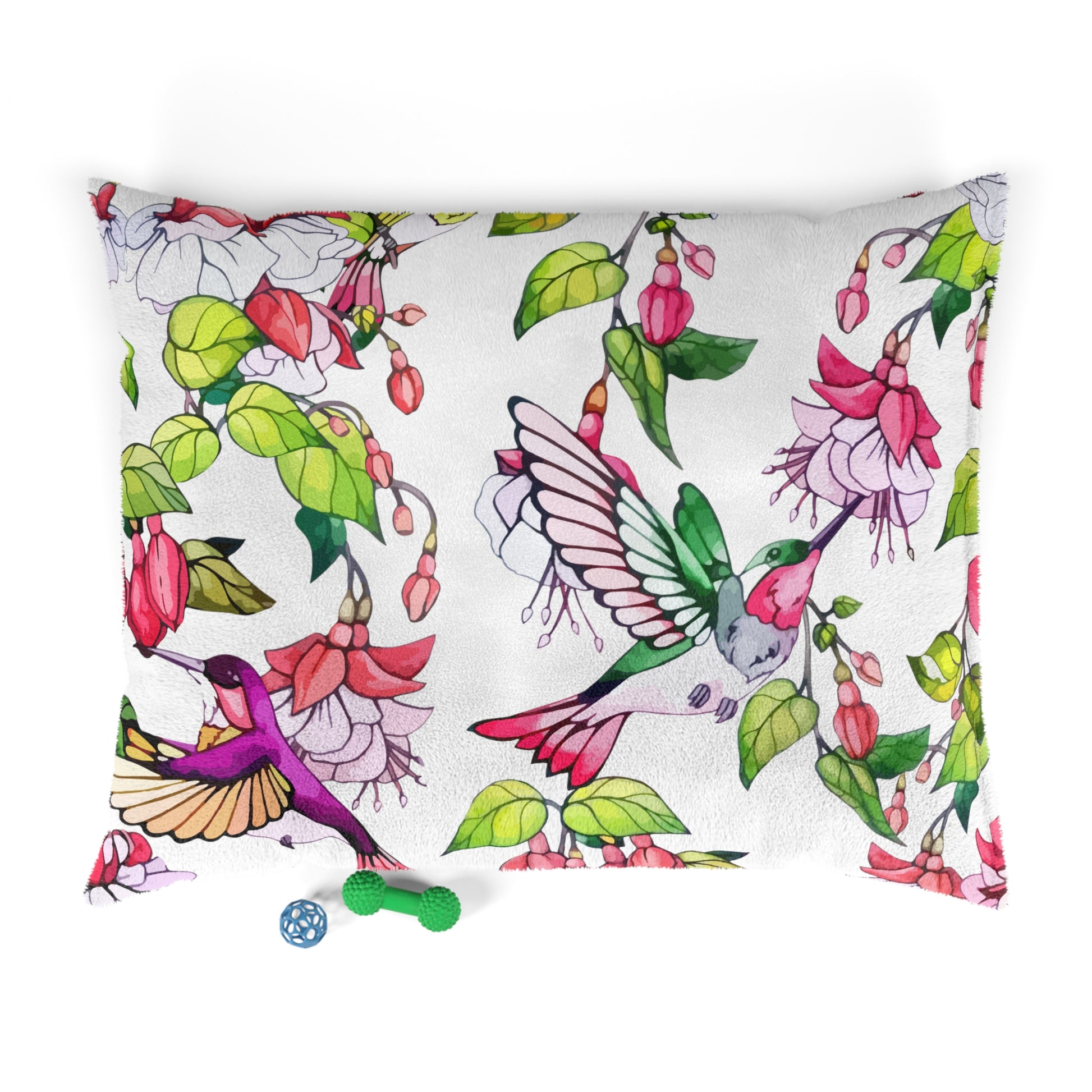 Pet Bed Hummingbirds and Fuchsia Flower - Expressive DeZien 