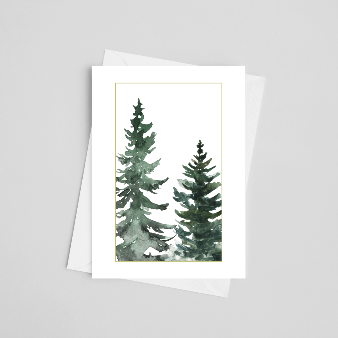 Merry Festive Fir Christmas Greeting Cards 5" x 7"