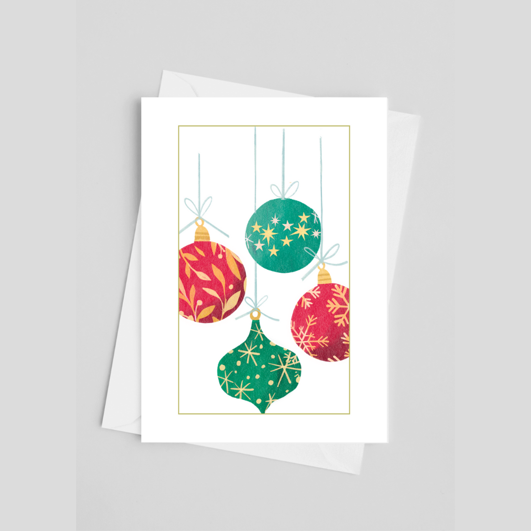 Festive Ornament Delight Christmas Greeting Cards 5" x 7"