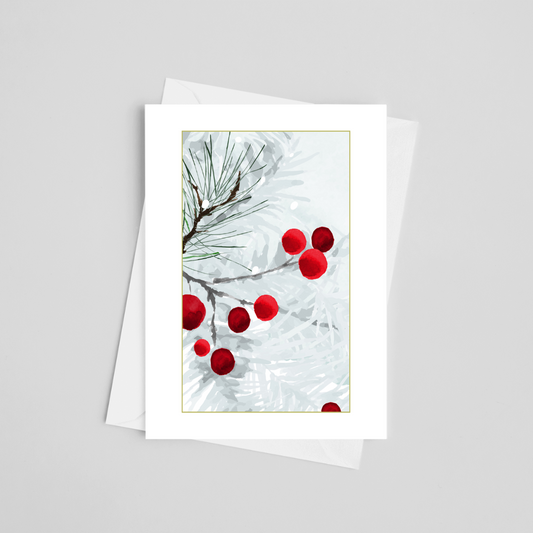 Berry Merry Christmas Greeting Cards 5" x 7"