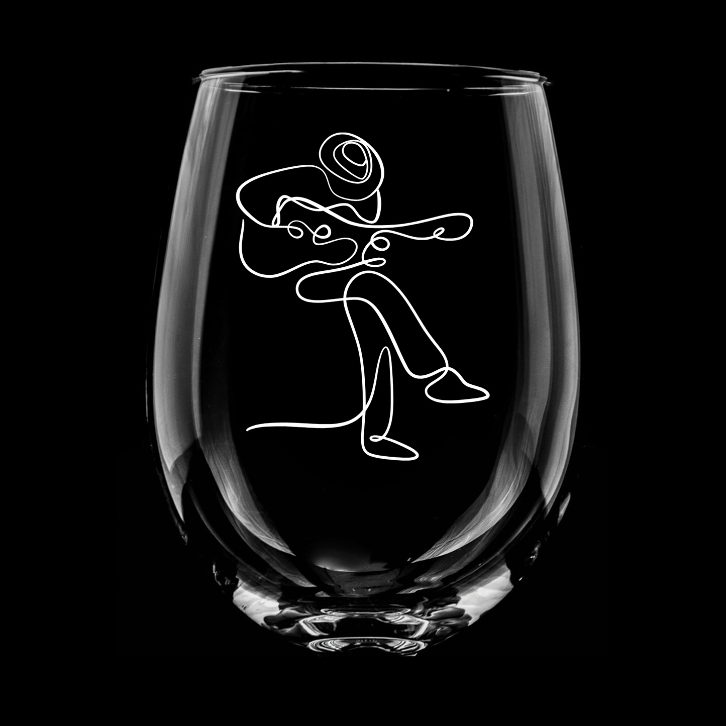 D.C. Minner Memorial Stemless Wine Glass – Sandblasted Etched Tribute