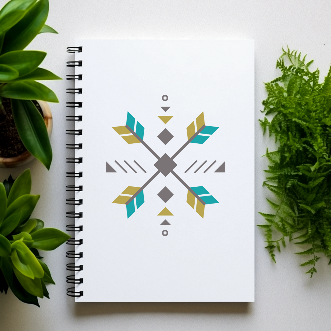 Unique Tribal Geometric 5x7 Tribal Lined Journal | Wire Bound