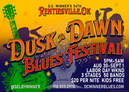 Dusk til Dawn Blues Festival Post Card T-Shirt - Limited 2024 Edition