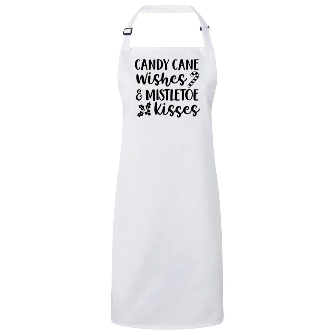 Candy Cane Wishes Christmas Bib Apron – Fun Baking Design, Eco-Friendly, Adjustable Neck