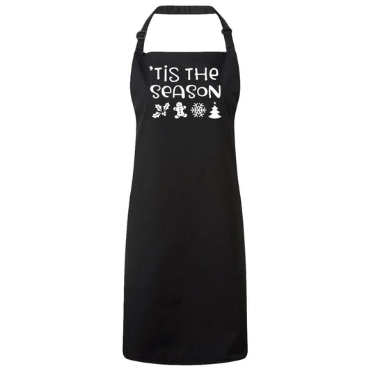 Tis the Season Christmas Bib Apron – Fun Baking Design, Eco-Friendly, Adjustable Neck