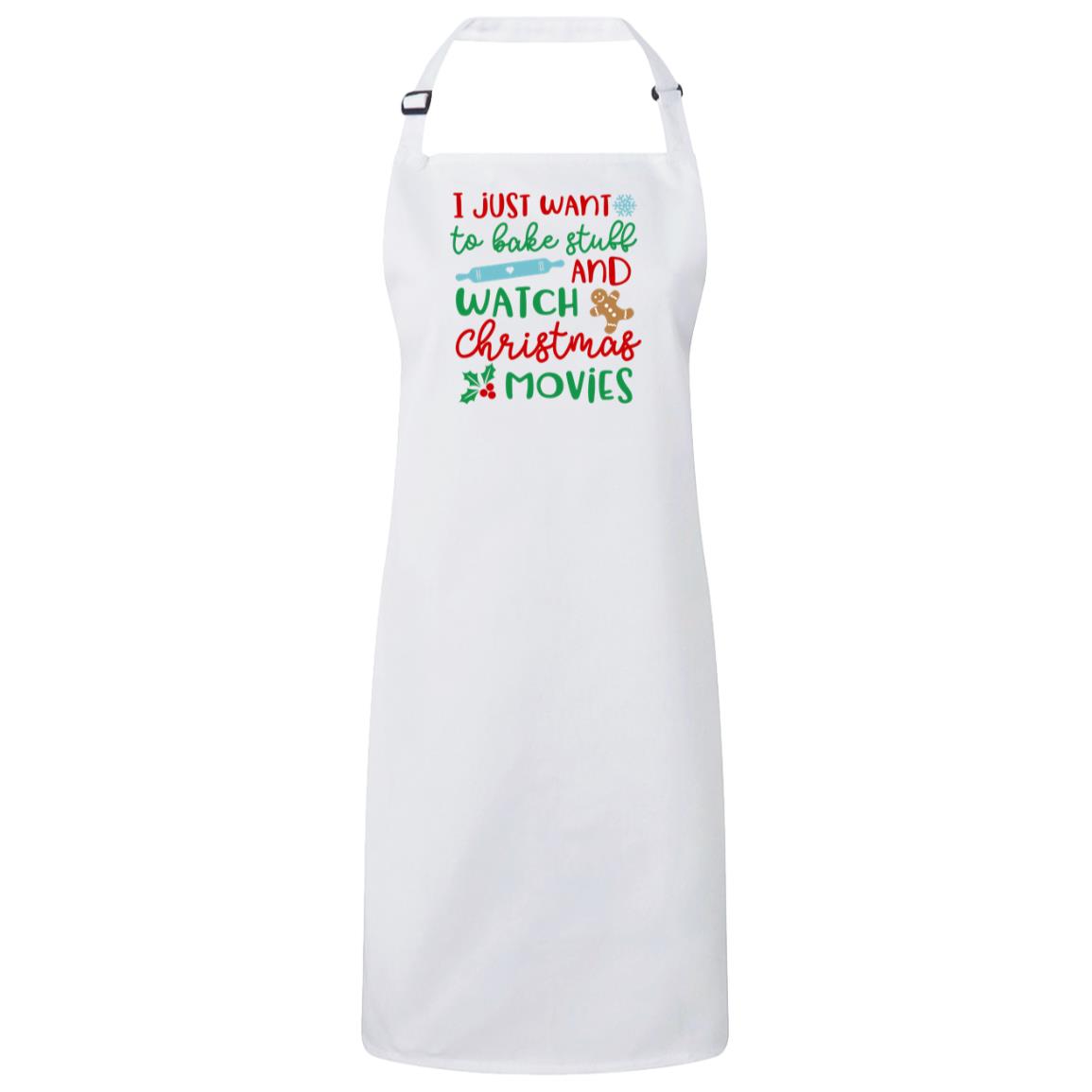 Bake Stuff and watch movies Bib Apron – Fun Baking Design, Eco-Friendly, Adjustable Neck