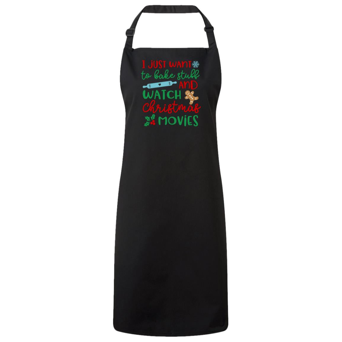 Bake Stuff and watch movies Bib Apron – Fun Baking Design, Eco-Friendly, Adjustable Neck