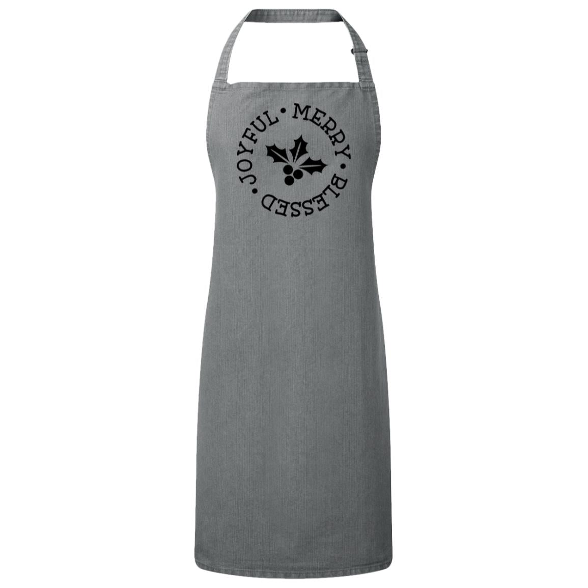 Joyful Merry Blessed Christmas Bib Apron – Fun Baking Design, Eco-Friendly, Adjustable Neck