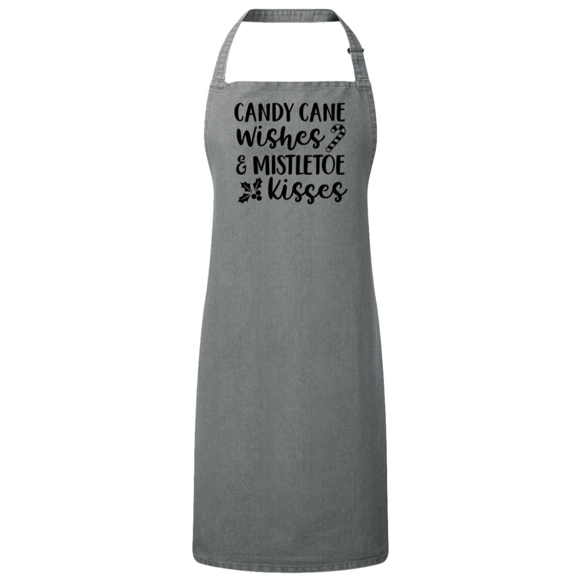 Candy Cane Wishes Christmas Bib Apron – Fun Baking Design, Eco-Friendly, Adjustable Neck