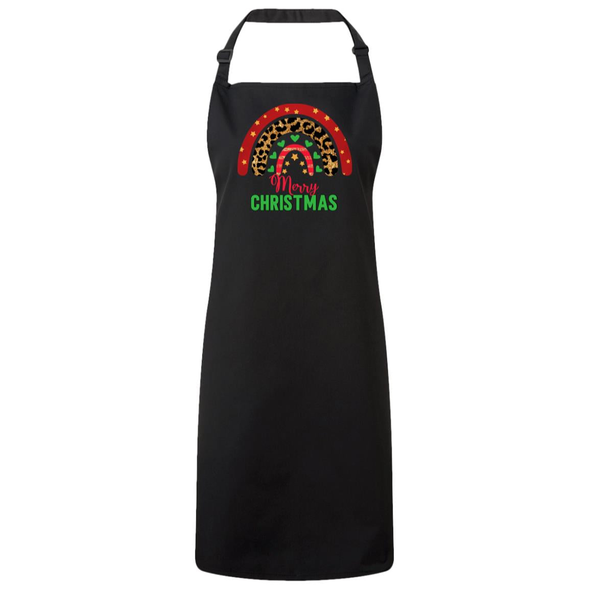 Merry Christmas Rainbow Bib Apron – Fun Baking Design, Eco-Friendly, Adjustable Neck