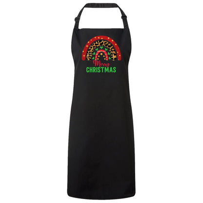 Merry Christmas Rainbow Christmas Apron – Fun Baking Design, Eco-Friendly, Adjustable Neck