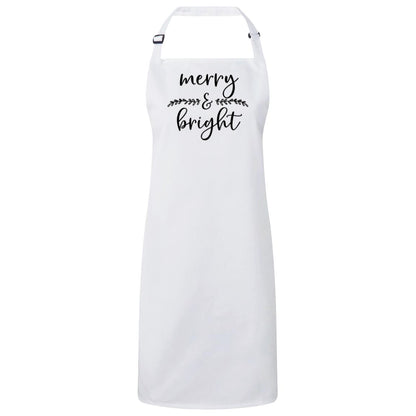 Merry and Bright Christmas Apron – Fun Baking Design, Eco-Friendly, Adjustable Neck