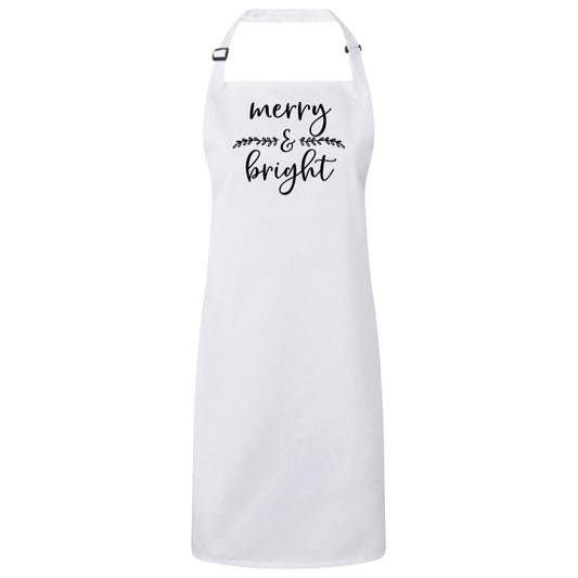 Merry and Bright Christmas Bib Apron – Fun Baking Design, Eco-Friendly, Adjustable Neck