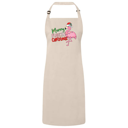 Merry Flocking Christmas Bib Apron – Fun Baking Design, Eco-Friendly, Adjustable Neck