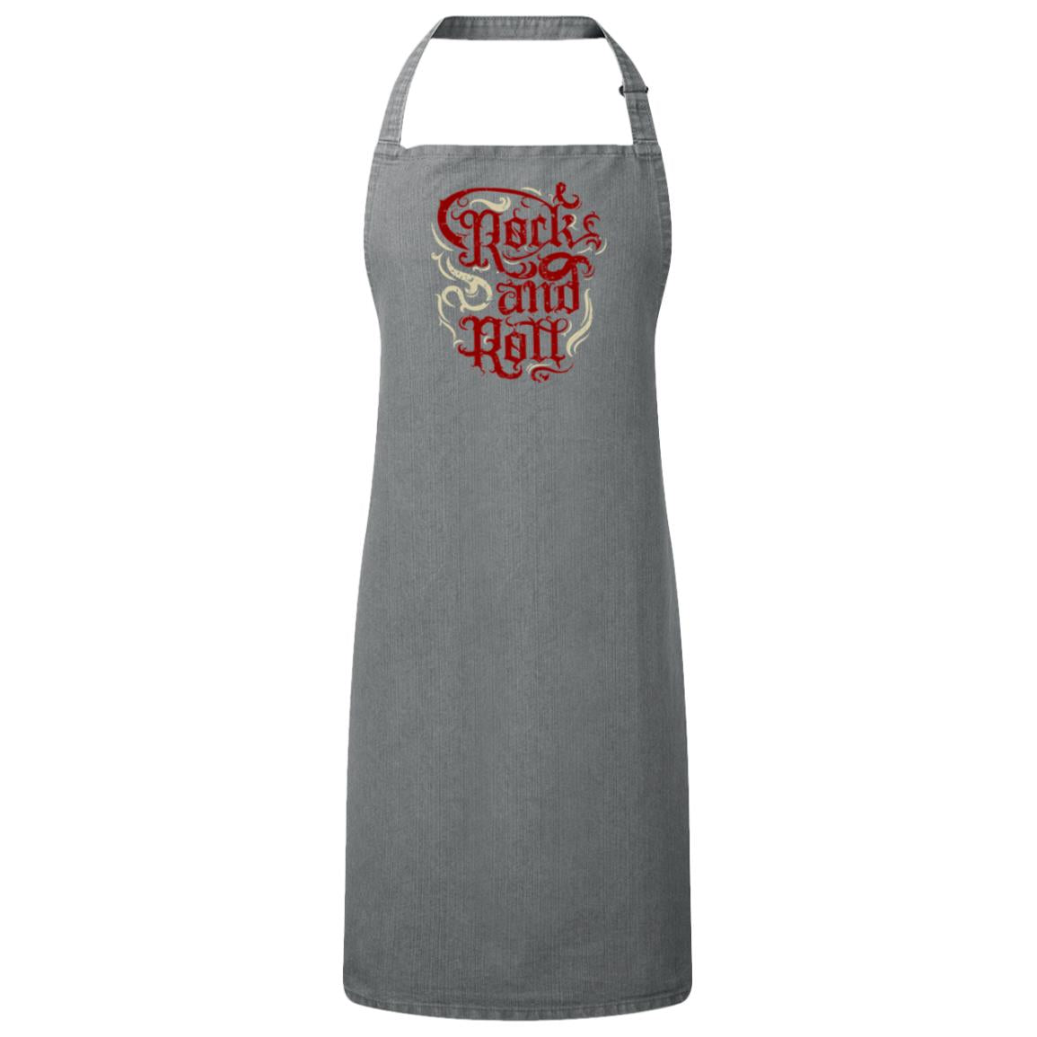 ROCK AND ROLL Bib Apron with Bold Red and Gold Design – Eco-Friendly, Adjustable Neck, Perfect for Music Lovers