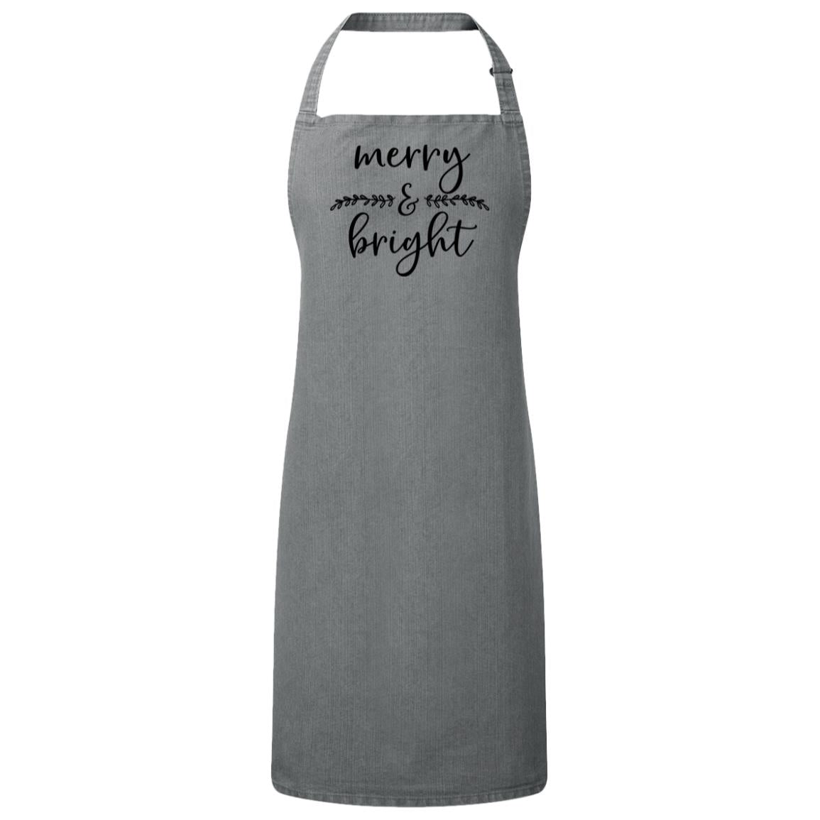 Merry and Bright Christmas Bib Apron – Fun Baking Design, Eco-Friendly, Adjustable Neck