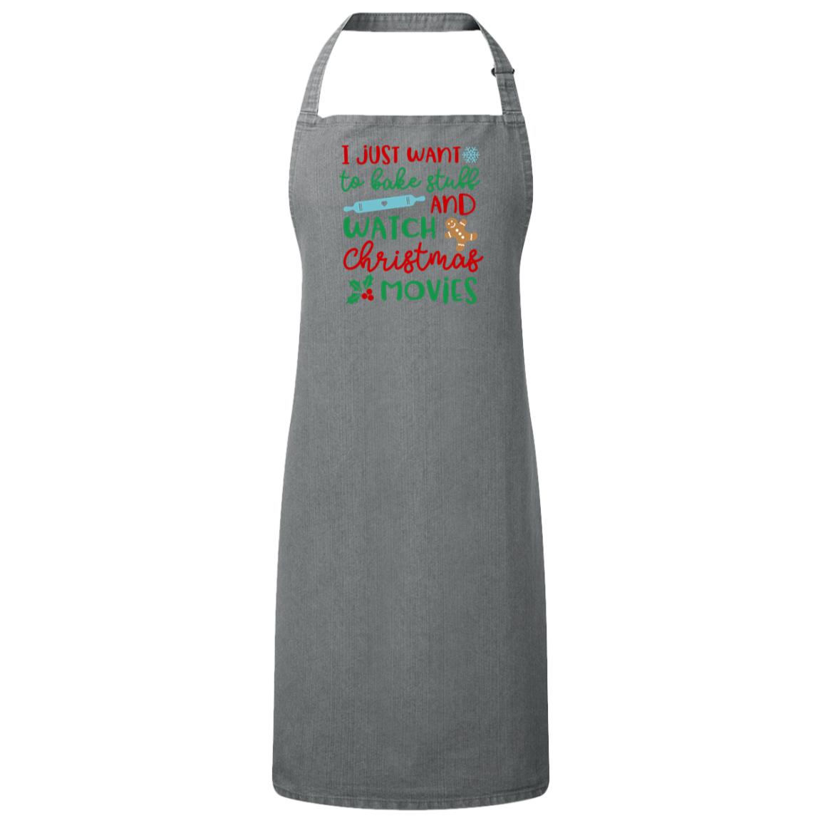 Bake Stuff and watch movies Bib Apron – Fun Baking Design, Eco-Friendly, Adjustable Neck