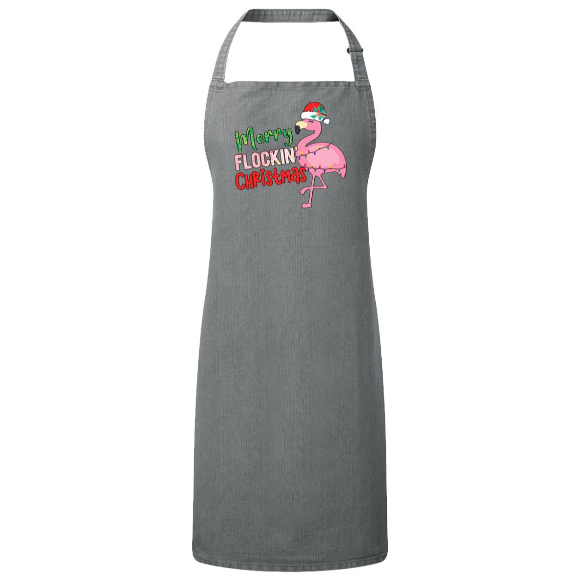 Merry Flocking Christmas Bib Apron – Fun Baking Design, Eco-Friendly, Adjustable Neck