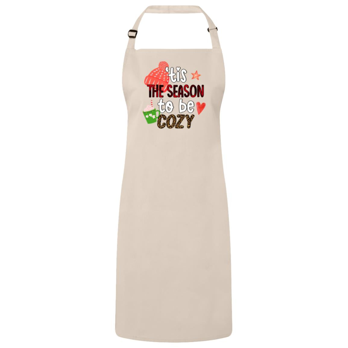 Tis the season to be cozy Christmas Bib Apron – Fun Baking Design, Eco-Friendly, Adjustable Neck