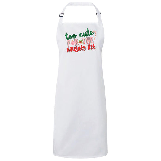 To Cute for the Naughty List Bib Apron – Fun Baking Design, Eco-Friendly, Adjustable Neck