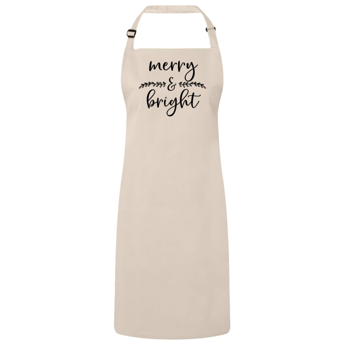 Merry and Bright Christmas Bib Apron – Fun Baking Design, Eco-Friendly, Adjustable Neck