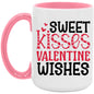 Sweet Kisses Valentine Wishes 15oz Accent Mug - Expressive DeZien 