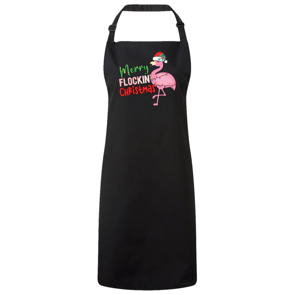 Merry Flocking Christmas Bib Apron – Fun Baking Design, Eco-Friendly, Adjustable Neck