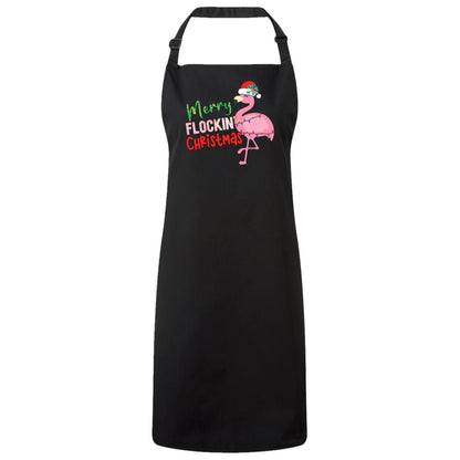 Merry Flocking Christmas Bib Apron – Fun Baking Design, Eco-Friendly, Adjustable Neck