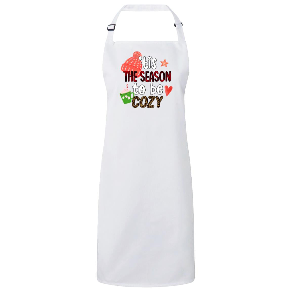 Tis the season to be cozy Christmas Bib Apron – Fun Baking Design, Eco-Friendly, Adjustable Neck