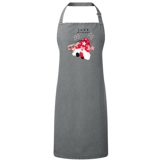 Jammin Gnome Apron (Cute Red Gnome Girl Listening to Love Music) - Expressive DeZien 