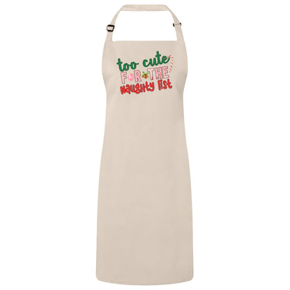 To Cute for the Naughty List Bib Apron – Fun Baking Design, Eco-Friendly, Adjustable Neck