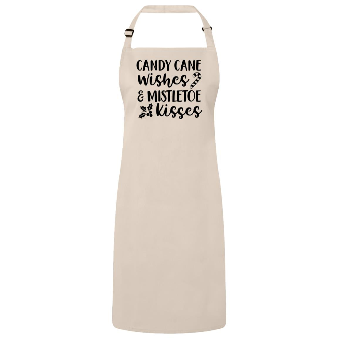 Candy Cane Wishes Christmas Bib Apron – Fun Baking Design, Eco-Friendly, Adjustable Neck