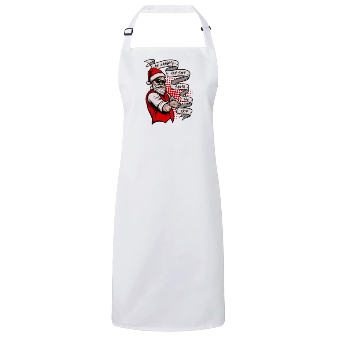 Be Naughty Save Santa a trip Bib Apron – Fun Baking Design, Eco-Friendly, Adjustable Neck