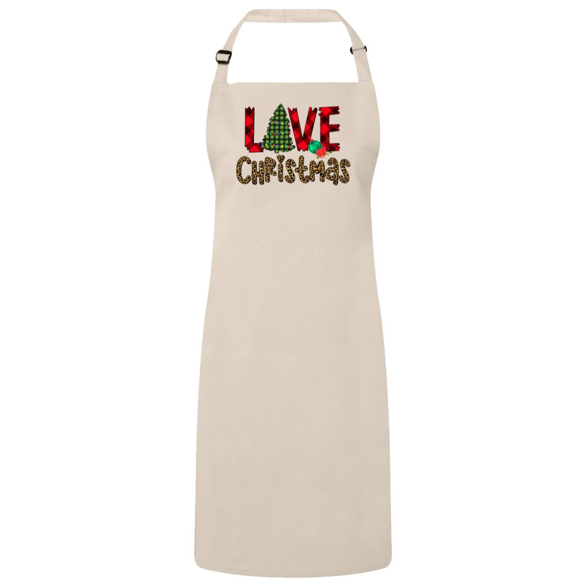 Love Christmas Bib Apron – Fun Baking Design, Eco-Friendly, Adjustable Neck