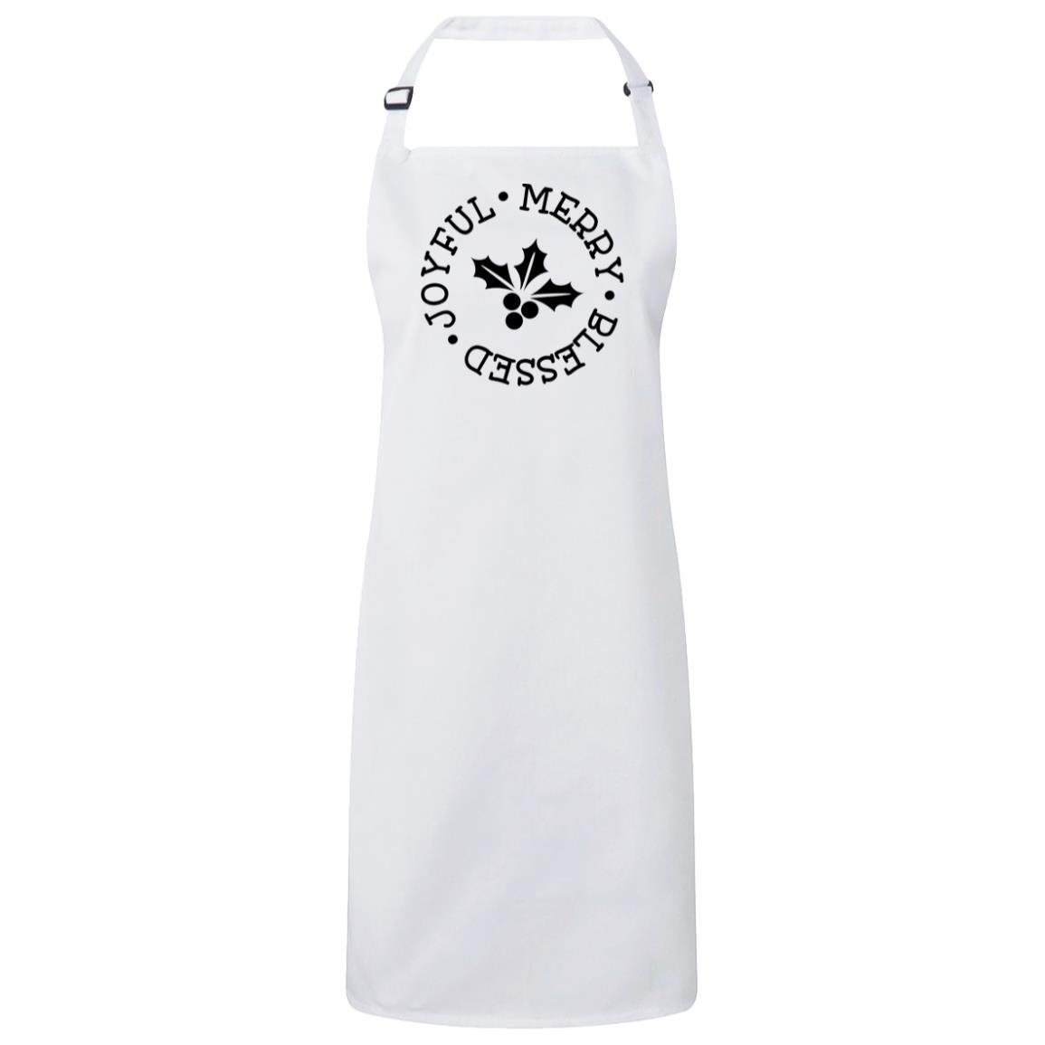 Joyful Merry Blessed Christmas Bib Apron – Fun Baking Design, Eco-Friendly, Adjustable Neck