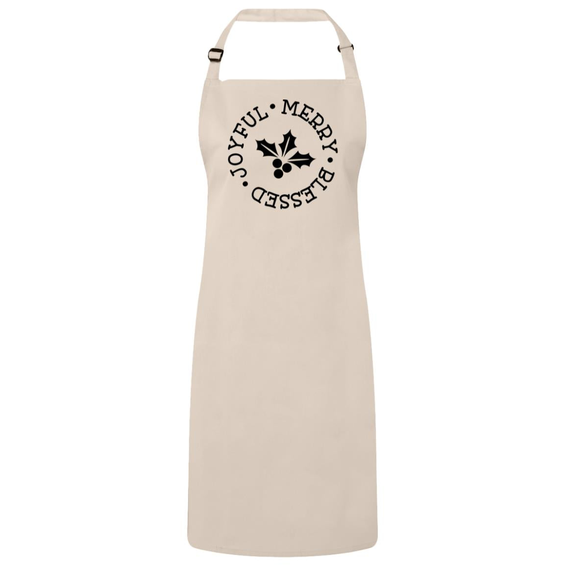 Joyful Merry Blessed Christmas Bib Apron – Fun Baking Design, Eco-Friendly, Adjustable Neck