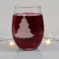 Frosty Flurries Christmas Tree Etched Stemless Wine Glass - 20.5 oz  | Christmas Wine Glasses - Expressive DeZien 