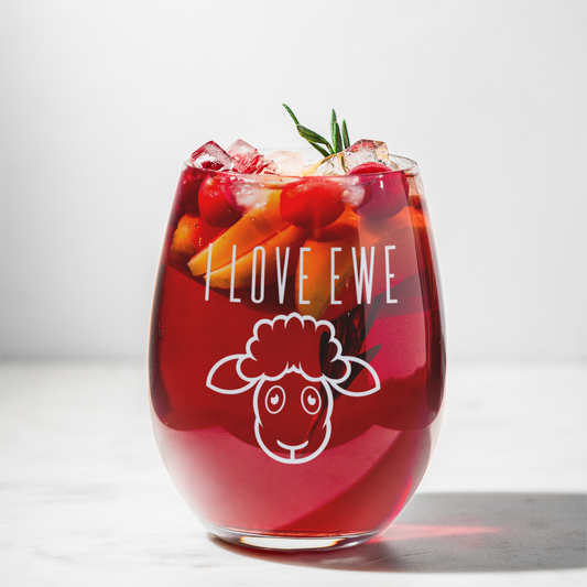 I LOVE EWE 20.5oz Stemless Wine Glass | Sweetheart Valentine's Day Gift