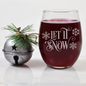 Let It Snow Etched Stemless Wine Glass 20.5oz | Christmas Wine Glasses - Expressive DeZien 