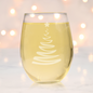 Peaceful Christmas Tree Etched Stemless Wine Glass - 20.5 oz  | Christmas Wine Glasses - Expressive DeZien 