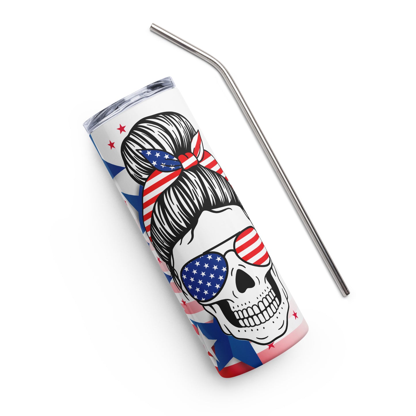 20oz Stainless Steel Skinny Tumbler Mom Skull - Expressive DeZien 