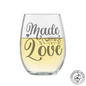 Etched Stemless Wine Glass Made with Love 20.5oz Sweetheart Valentine’s Day Gift - Expressive DeZien 