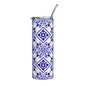 Floral Blue Stainless steel tumbler - Expressive DeZien 