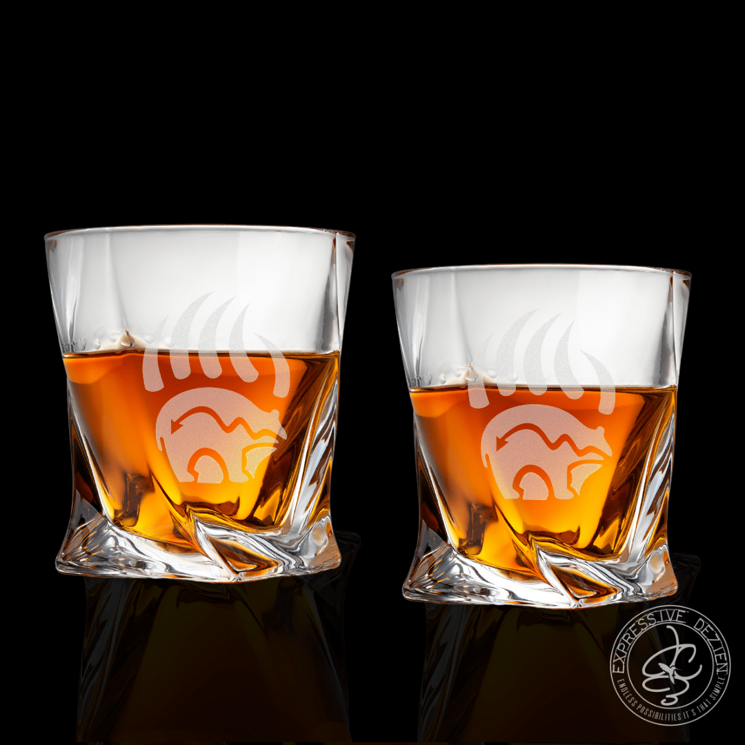 Double Exposure Bear Whiskey Glasses